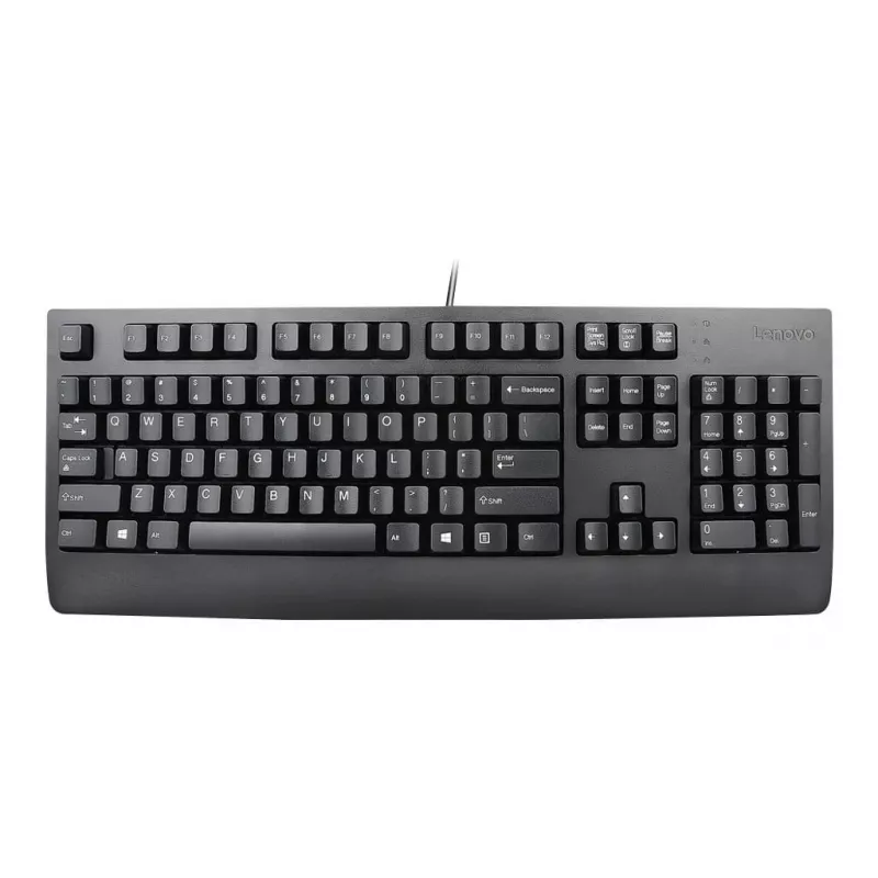 Pilno dydžio laidinė klaviatūra Lenovo Preferred Pro II — USB, slovakiškas išdėstymas, juoda, su riešų atrama