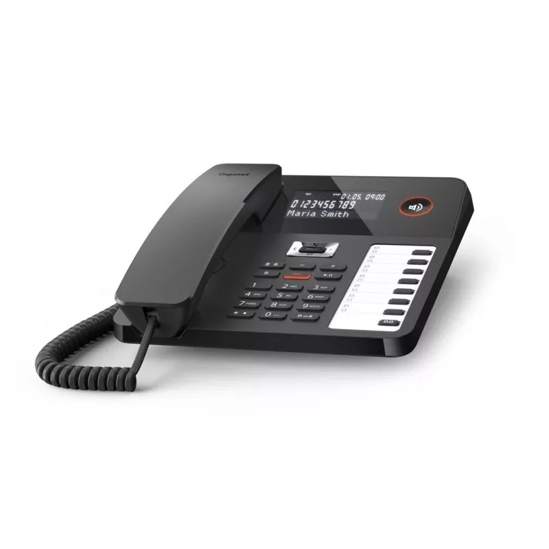 DECT telefono laidinis ragelis Gigaset DESK 800A, 200 kontaktų telefonų knyga, juoda