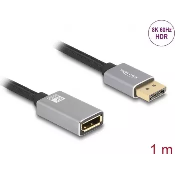 DeLOCK DisplayPort ilginimo kabelis 8K 60 Hz 1 m pilka metalinė be užrakto