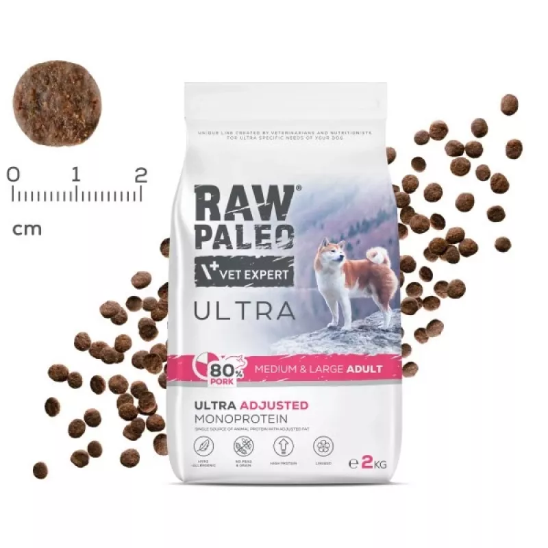 RAW PALEO Ultra Pork Medium & Large Adult - sausas šunų ėdalas - 10kg