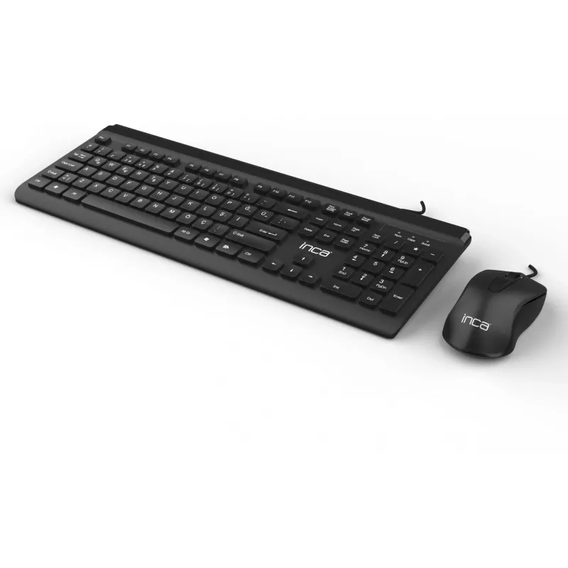Inca IMK-377 klaviatūra su pele, biuro USB, turkiškas išdėstymas, juoda