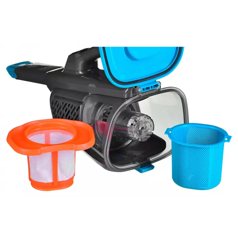 Nešiojamasis dulkių siurblys Black & Decker BHHV320J, mėlynas, titano spalvos, be maišelio