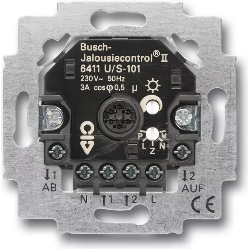 Busch-Jaeger 6411 U/S-101. Produkttyp: Auslöser Rollo/Jalousie, Befestigungstyp: Unterputzmontiert, Anzahl Kanäle: 2 Kanäle. Energiequelle: AC, Leistu