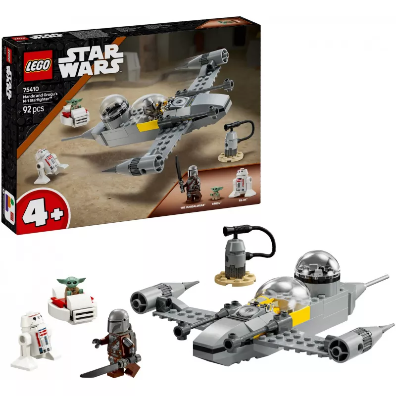 LEGO Star Wars 75410 N-1 Starfighter modelis su 92 detalėmis, minifigūrėlėmis Mando ir Grogu