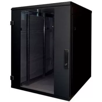 Triton RMA-18-A68-BAX-A1 grindinis 19 inch tinklo spintos korpusas, 18HE, 600x800 mm, stiklinės durelės, juodos spalvos