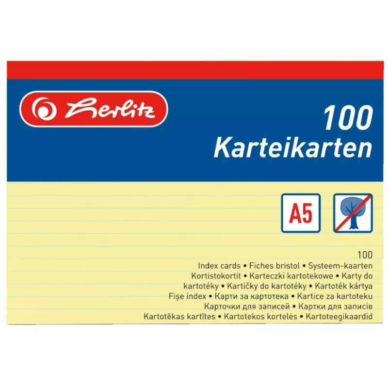 Indekso kortelė Herlitz 1150515 Geltona 1 vnt.