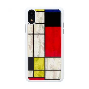 Dėklas telefonui iKins iPhone XR Mondrian White – kietas apsauginis nugarėlės dangtelis