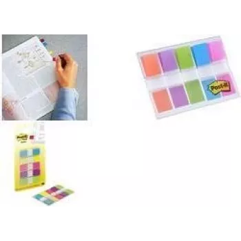 Lipniosios skirtukų vėliavėlės 3M Post-It 7100102672 – 11,9×43,2 mm, 5 spalvų, 100 lapelių