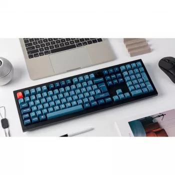 Klaviatūra Keychron V6 Max, juoda/mėlynai pilka, DE išdėstymas, Gateron Jupiter Red, Hot-Swap, RGB