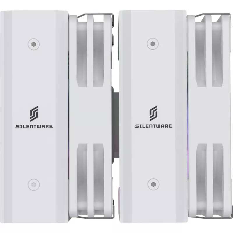 CPU aušintuvas Silentware Titan RGB White, dviejų bokštų oro aušintuvas, 265W TDP, 2×120mm PWM ARGB ventiliatoriai