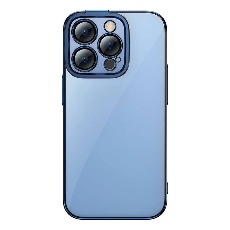 Apsauginis dėklas Baseus iPhone 14 Pro – permatomas su blizgučiais mėlynas