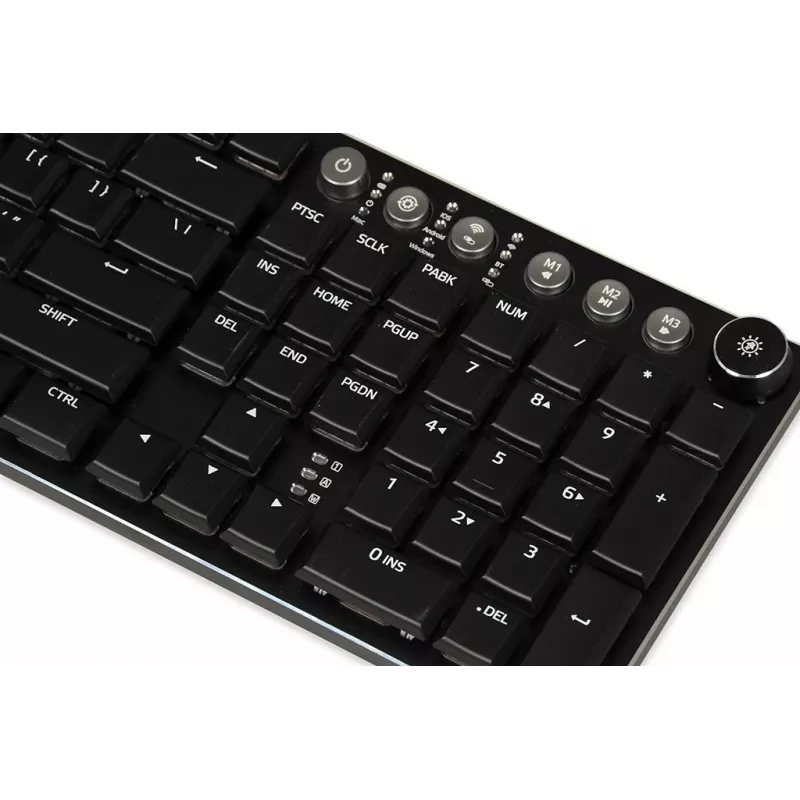 Klaviatūra IBOX AURORA K-6 – Pilno dydžio QWERTY, RF belaidė + Bluetooth, RGB apšvietimas, Mechaniniai žemo profilio klavišai, Juoda