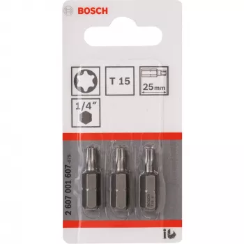 Bosch antgalis atsuktuvui Extra Hard, 3 vnt., Torx, T15, plienas, 25 mm