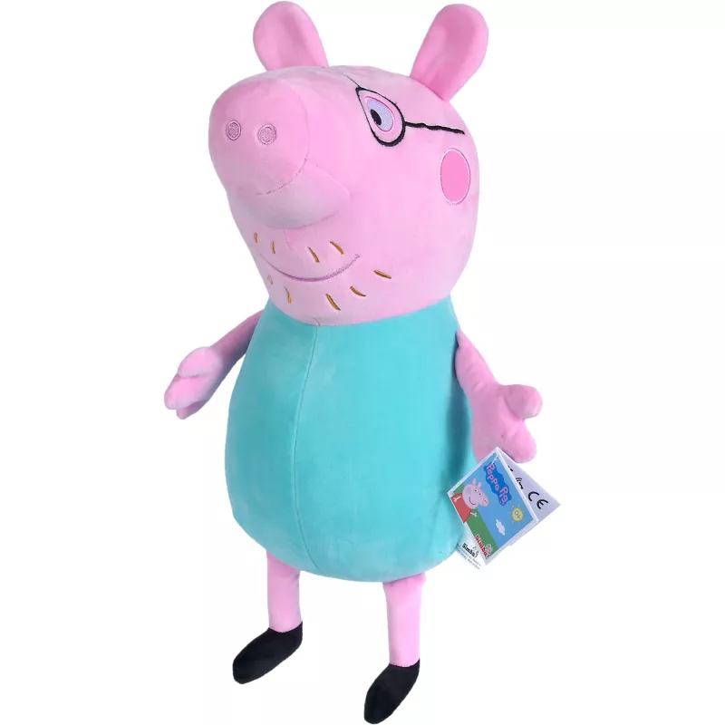 Minkštas žaislas SIMBA Peppa Pig Tėtis Kiaulė, 37 cm, pliušinė figūrėlė glaustymui ir žaidimams