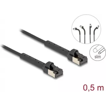 Tinklo kabelis DeLOCK RJ45 Slim Cat.8.1 U/FTP 0,5m Juodas