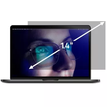 Qoltec GDPR privatumo filtras 14 colių 16:9 (310 x 174 mm), lipni apsauginė plėvelė nešiojamam kompiuteriui