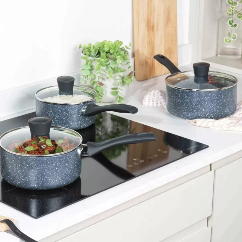 Puodų rinkinys Russell Hobbs Nightfall Stone 3 dalių 16/18/20 cm nelimpanti danga