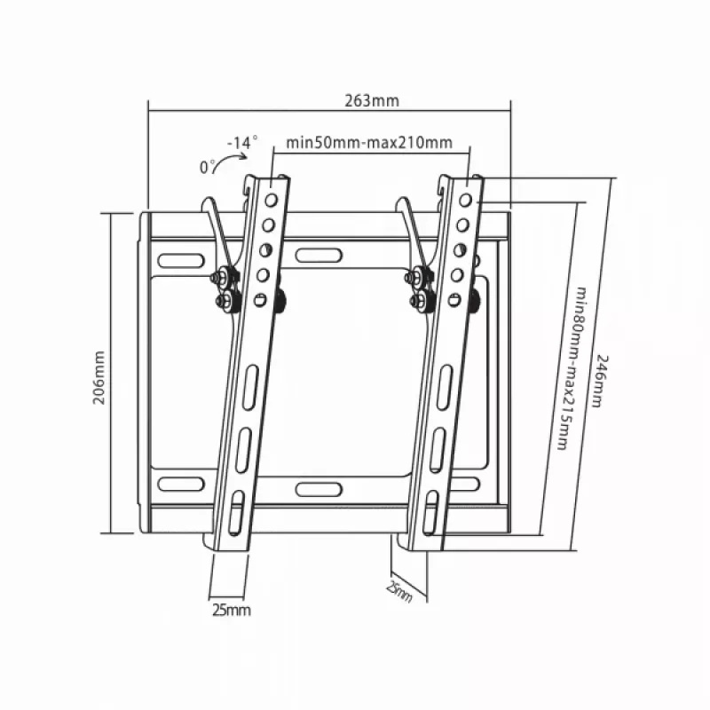Sbox PLB-3422T Pakreipiamas LED TV laikiklis 23-43 col. 35 kg