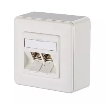 METZ CONNECT BTR E-DAT modulis 8/8(8) AP – sieninė dėžutė – 2x RJ-45 – gryna balta, RAL 9010 (1309120002-E)