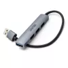 USB šakotuvas Unitek H1208A — 4 prievadai (1 × USB 3.2 Gen 1 Type-A, 3 × USB 2.0), aliumininis korpusas, pilka, 0,20 m laidas
