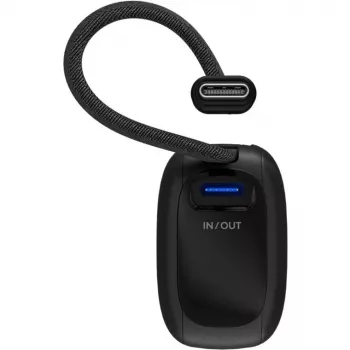 Powerbankas 5000 mAh su integruotu USB-C laidu 13 cm, 20 W, juodas
