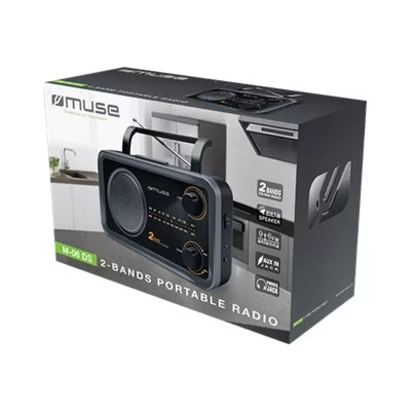 Muse M-06DS | 2 juostų nešiojamas radijo imtuvas | AUX įvestis | Pilka