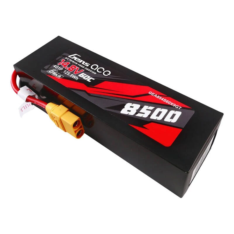Gens ace G-Tech 8500mAh 14.8V 60C 4S1P Lipo akumuliatorius su PC dėklu ir XT90 jungtimi