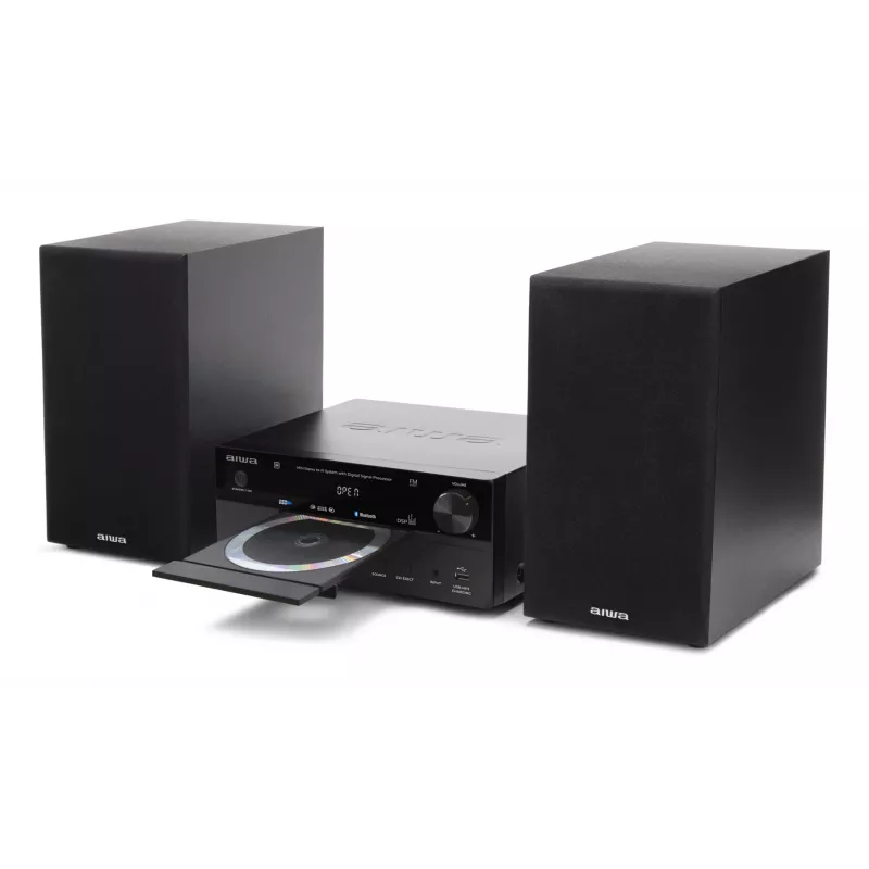 Mikro garso sistema Aiwa MSBTU-550 – 50 W RMS, Bluetooth 10 m, FM, LED ekranas, RCA, juoda