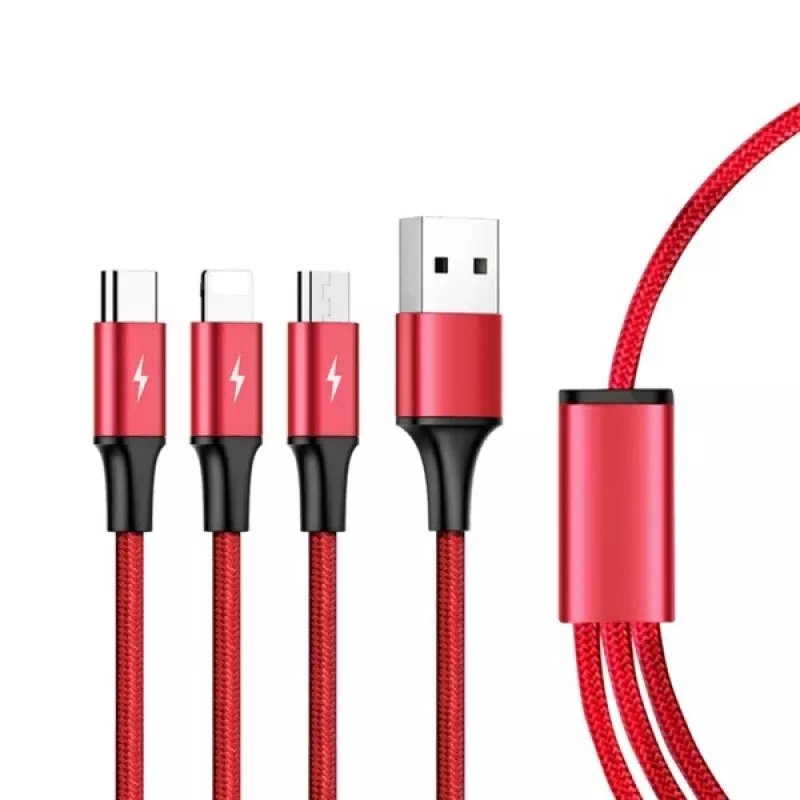 UNITEK C4049RD USB laidas 1,2 m USB A / USB C / Micro-USB B / Lightning raudonas