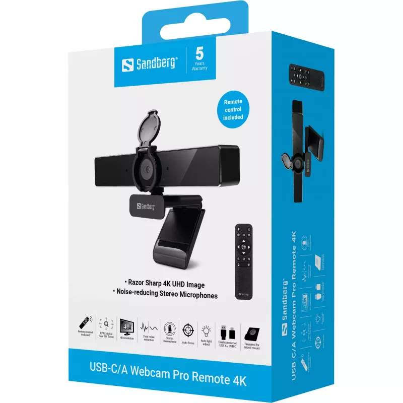 Webkamerė Sandberg USB-C/A Pro Remote 4K 8 MP 3840x2160