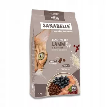 Sausas kačių ėdalas Bosch Sanabelle Life Sensitive – ėriena ir mėlynės, 8 kg, suaugusioms, be grūdų, 31% baltymų