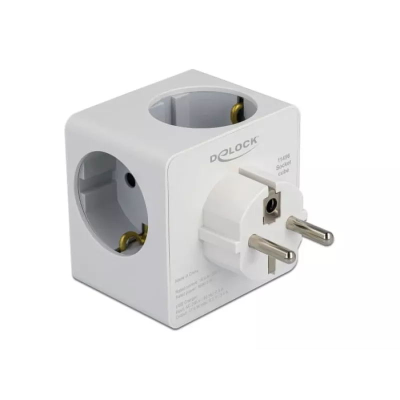 Maitinimo adapteris su kištuku Type F DeLOCK 11496 2 USB prievadai 5V 2.4A 3A