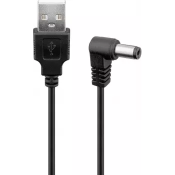 Goobay USB-DC laidas 5,5 x 2,1 mm, 1,5 m, juodas - maitinimo perdavimui iš USB-A prievado į DC įrenginius (55159)