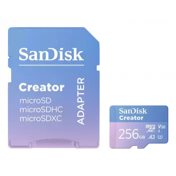 SanDisk Creator microSDXC atminties kortelė 256GB, skaitymas iki 190 MB/s