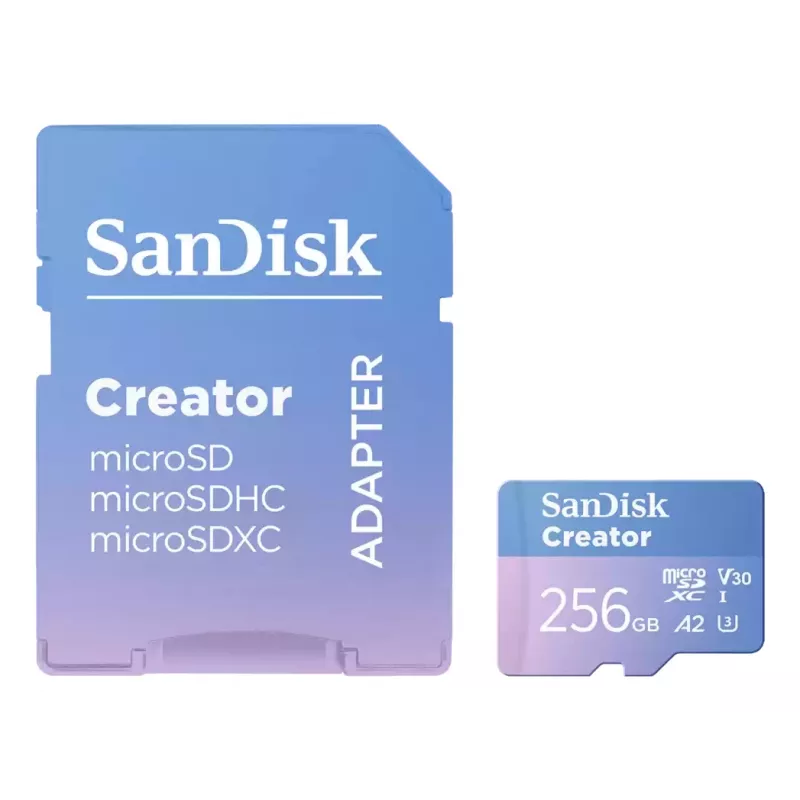 SanDisk Creator microSDXC atminties kortelė 256GB, skaitymas iki 190 MB/s