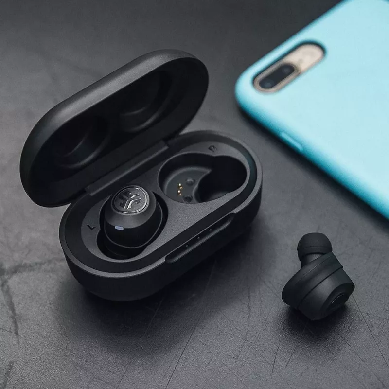JLab JBuds Air Tikri belaidžiai ausinės į ausis USB Type-A Bluetooth Juodos (IEUEBJBUDSAIRRBLK82)