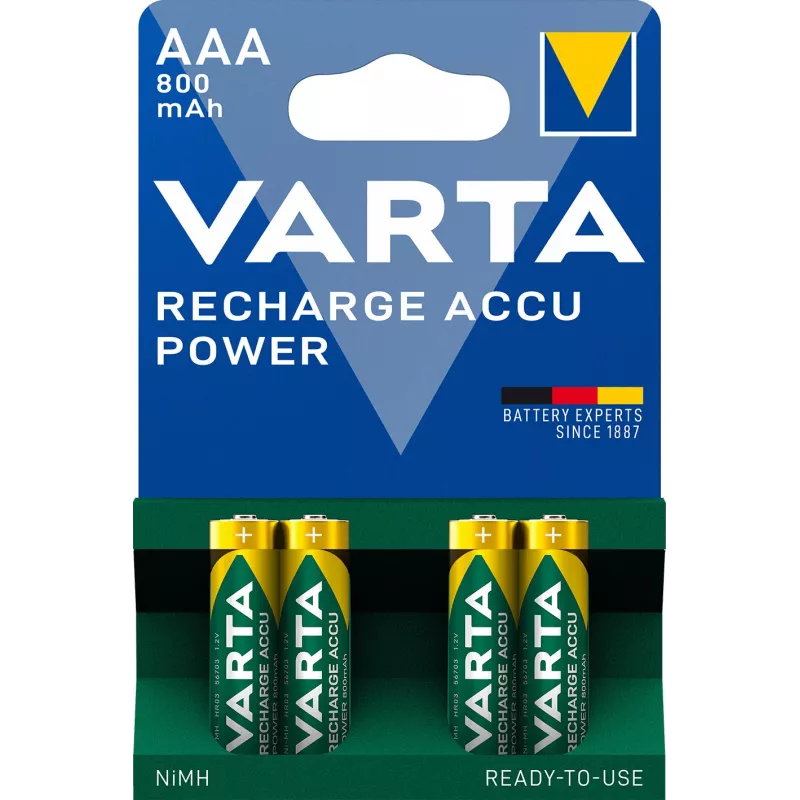VARTA HR03 AAA įkraunamos baterijos Accu Power 800 mAh 56703 4 vnt. Žalia