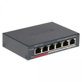 Tinklo jungiklis Hikvision DS-3E0106P-E/M(B) — 6 prievadų PoE Ethernet jungiklis