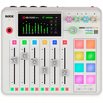 Garso sąsaja Rode RodeCaster Pro II balta – kelių kanalų USB įrašymo konsolė
