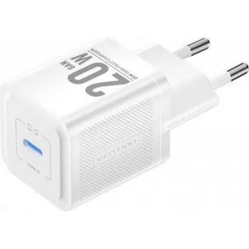 Vienos mobilusis įkroviklis FEPW0-EU — 20 W USB-C AC patalpų įkroviklis išmaniesiems telefonams, planšetėms, išmaniesiems laikrodžiams, ausinėms, baltas