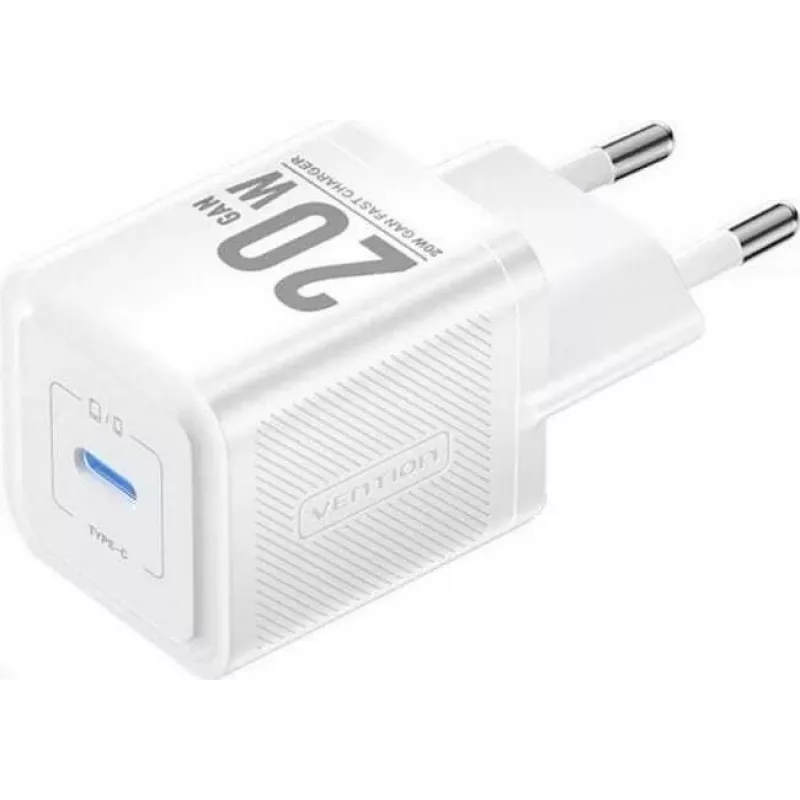 Vienos mobilusis įkroviklis FEPW0-EU — 20 W USB-C AC patalpų įkroviklis išmaniesiems telefonams, planšetėms, išmaniesiems laikrodžiams, ausinėms, baltas