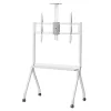 Grindinis TV stovas MACLEAN MC-114 W ekranams nuo 55 iki 100 colių, baltas, VESA iki 900x600, max apkrova 120 kg, aukštis 115–152 cm, lentyna