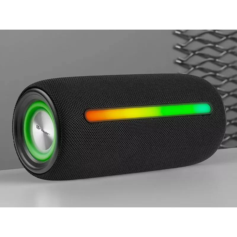 Nešiojamas stereofoninis garsiakalbis TRACER Stripe Black - 10 W RMS, Bluetooth / Laidinis, USB-A ir USB-C, MicroSD, įmontuota baterija (iki 5 h)