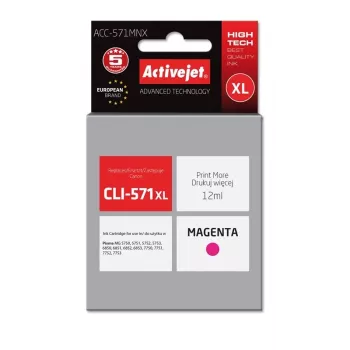 Activejet ACC-571MNX rašalinė kasetė (Canon CLI-571XLM atitikmuo; Supreme; 12 ml; rausvai violetinė)