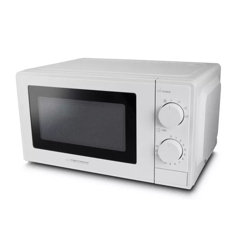 Mikrobangų krosnelė ESPERANZA ESTOFADO – 700 W, 20 L, 5 galingumo lygių, 24,5 cm sukamoji lėkštė, balta