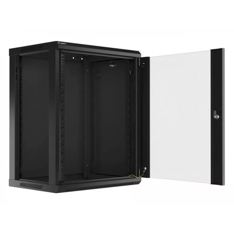 Lanberg sieninis montažinis spintos stovas 19'' 15U 600x450mm juodas (stiklinės durys)