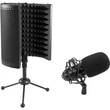 Kondensatorinis mikrofonas su stalo absorberiu Omnitronic CM-78MK2 + AS-04