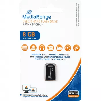 MediaRange Nano USB atmintukas - 8GB - USB 2.0 - Juodas (MR920)