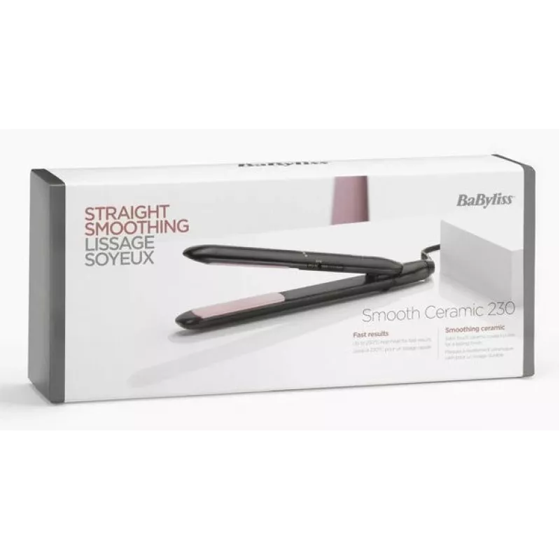 Tiesintuvas BaByliss CERAMIC 230 – keraminės plokštelės, 2 temperatūros lygiai, 1,8 m laidas, juodas