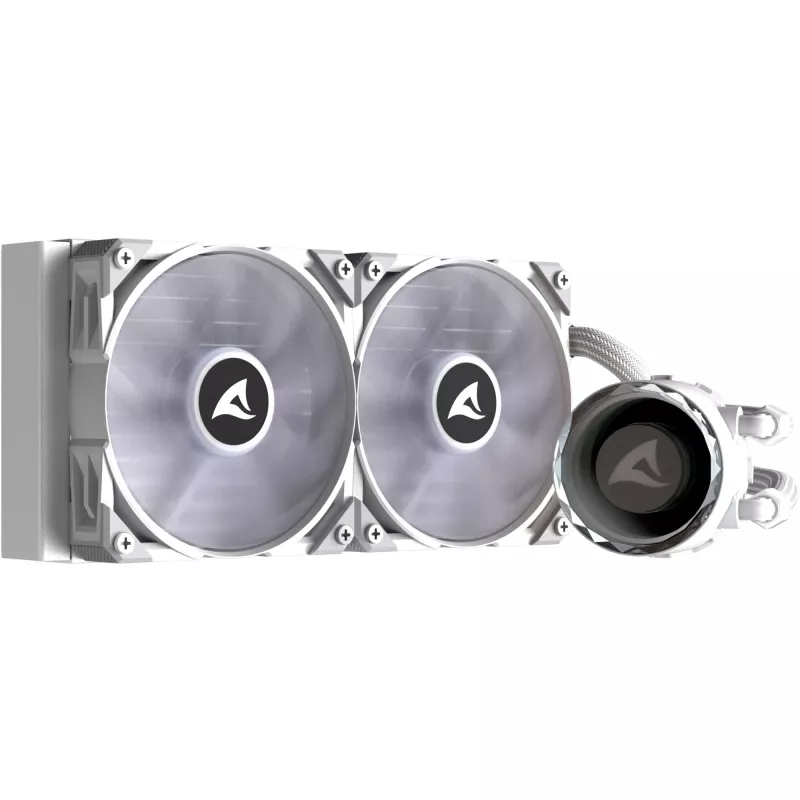 S80 RGB White AIO 240 mm, skystas aušinimas baltas